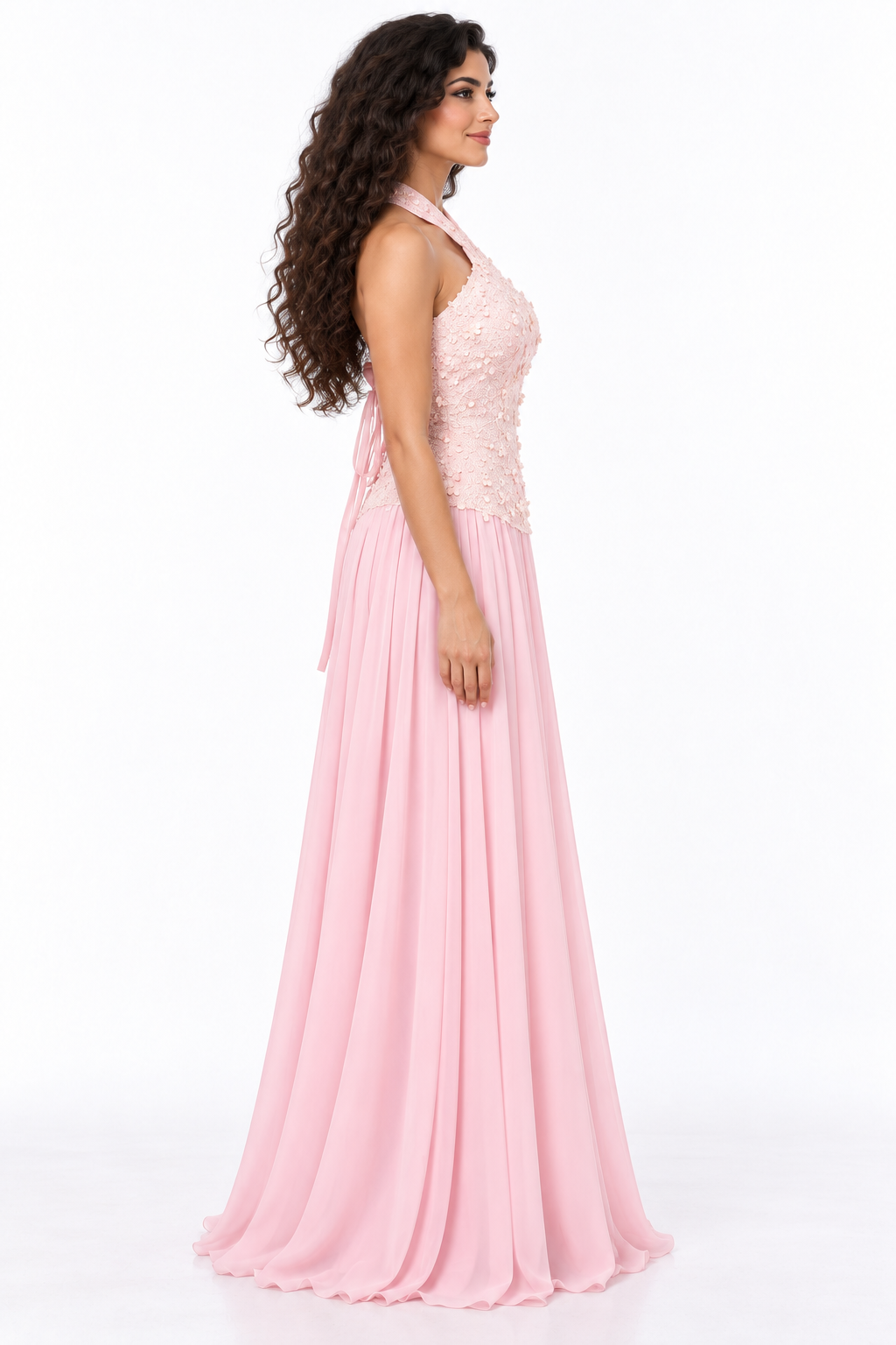 Beaded Halter Pleated Evening - Rosalia