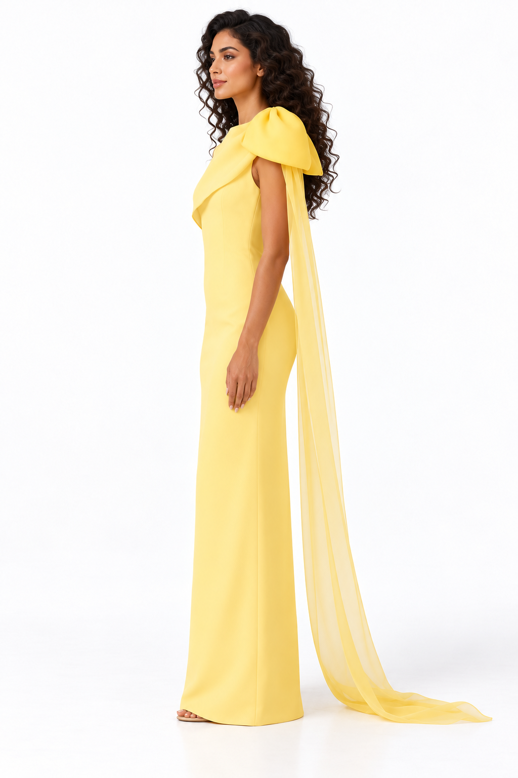 Bow Shoulder Draped Evening - Solara