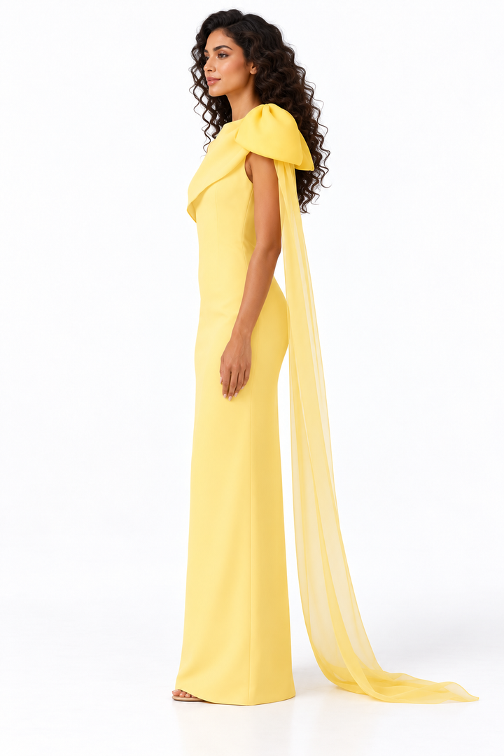 Bow Shoulder Draped Evening - Solara
