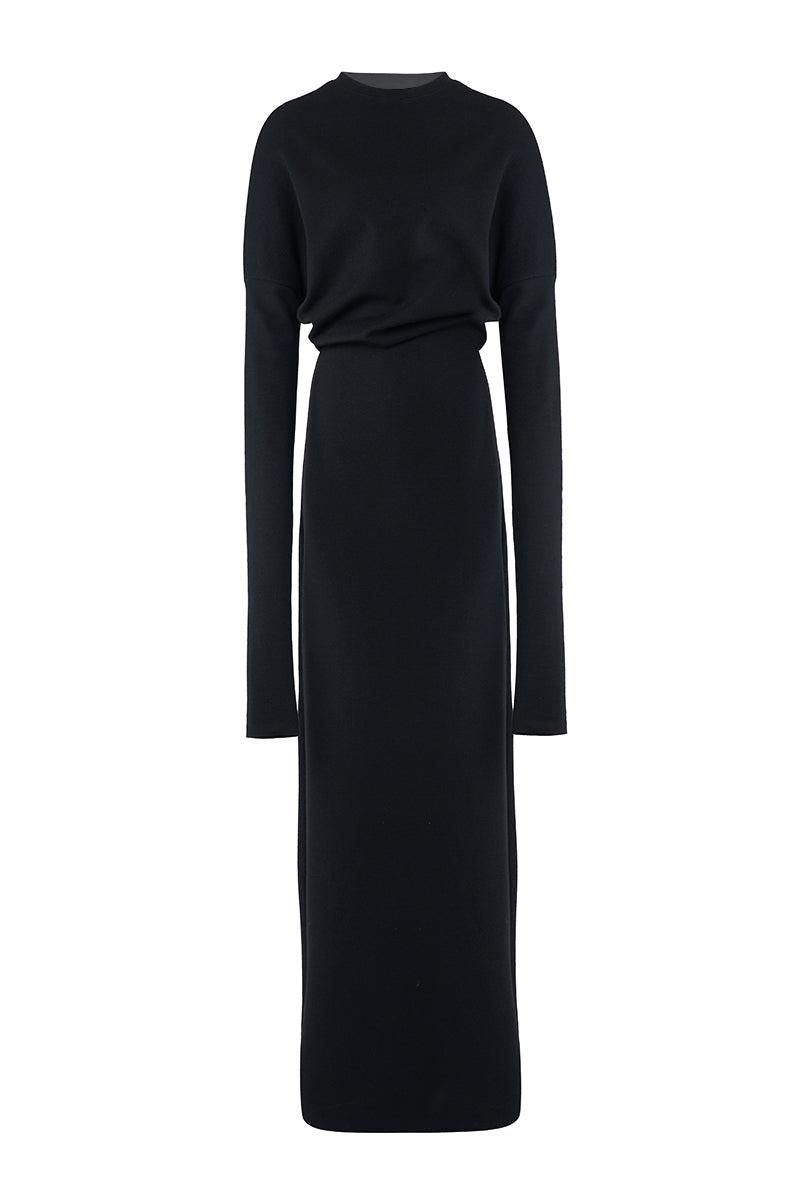 long-sleeve minimalist column gown – NOIRE