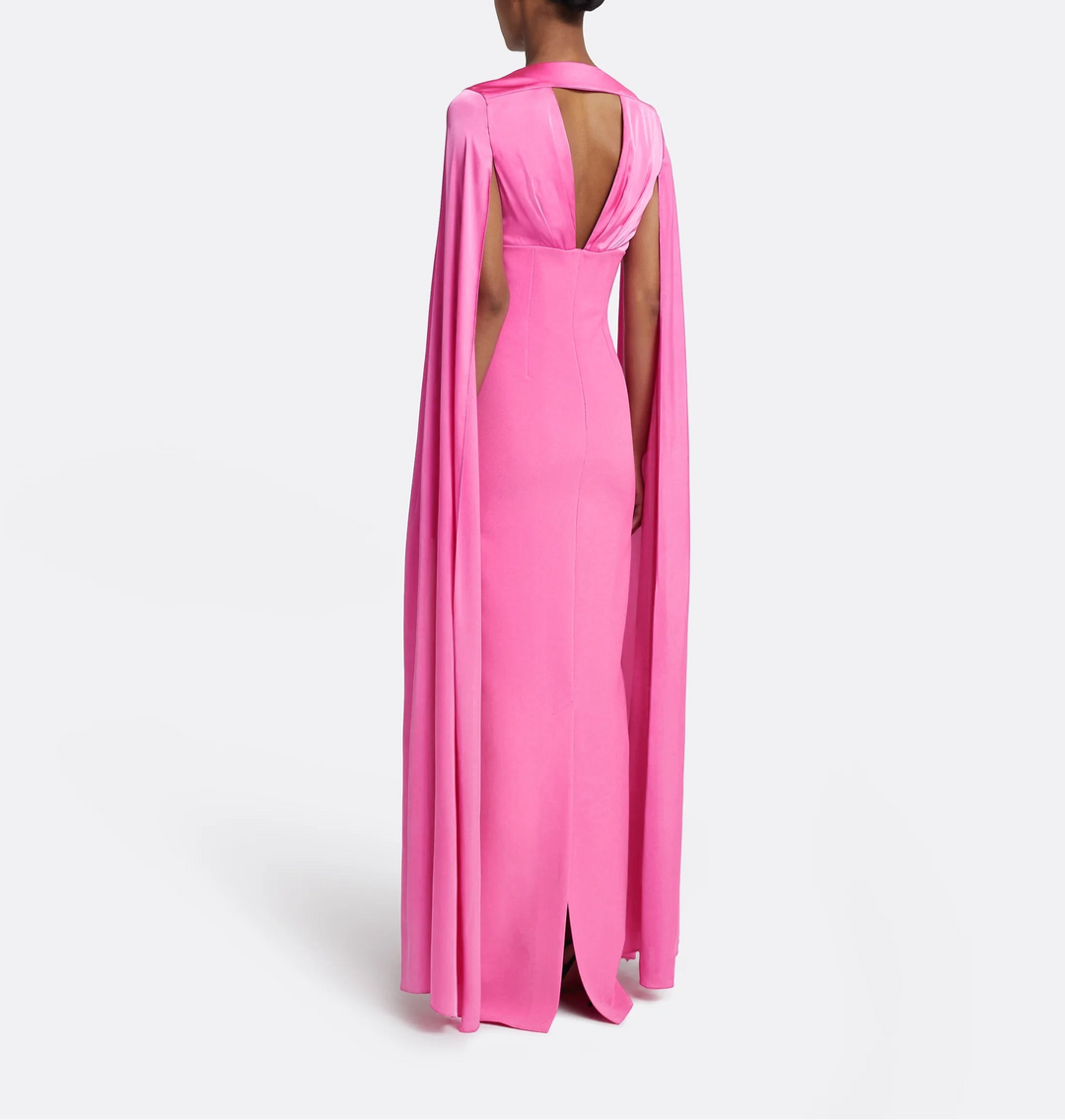 deep-V column gown with satin cape – AURORA