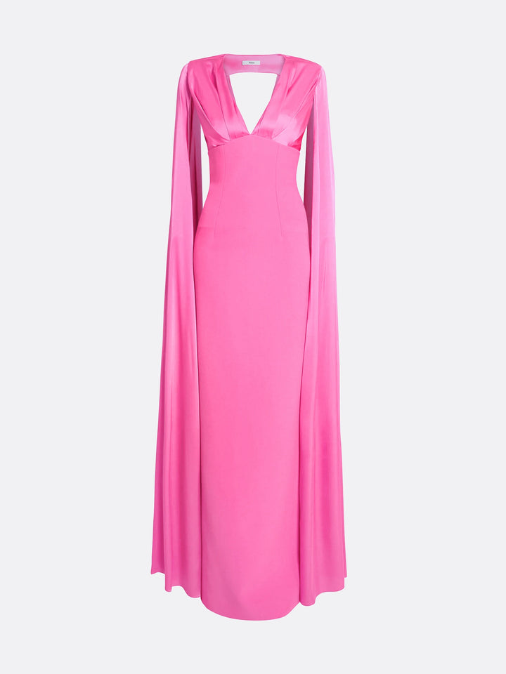 deep-V column gown with satin cape – AURORA