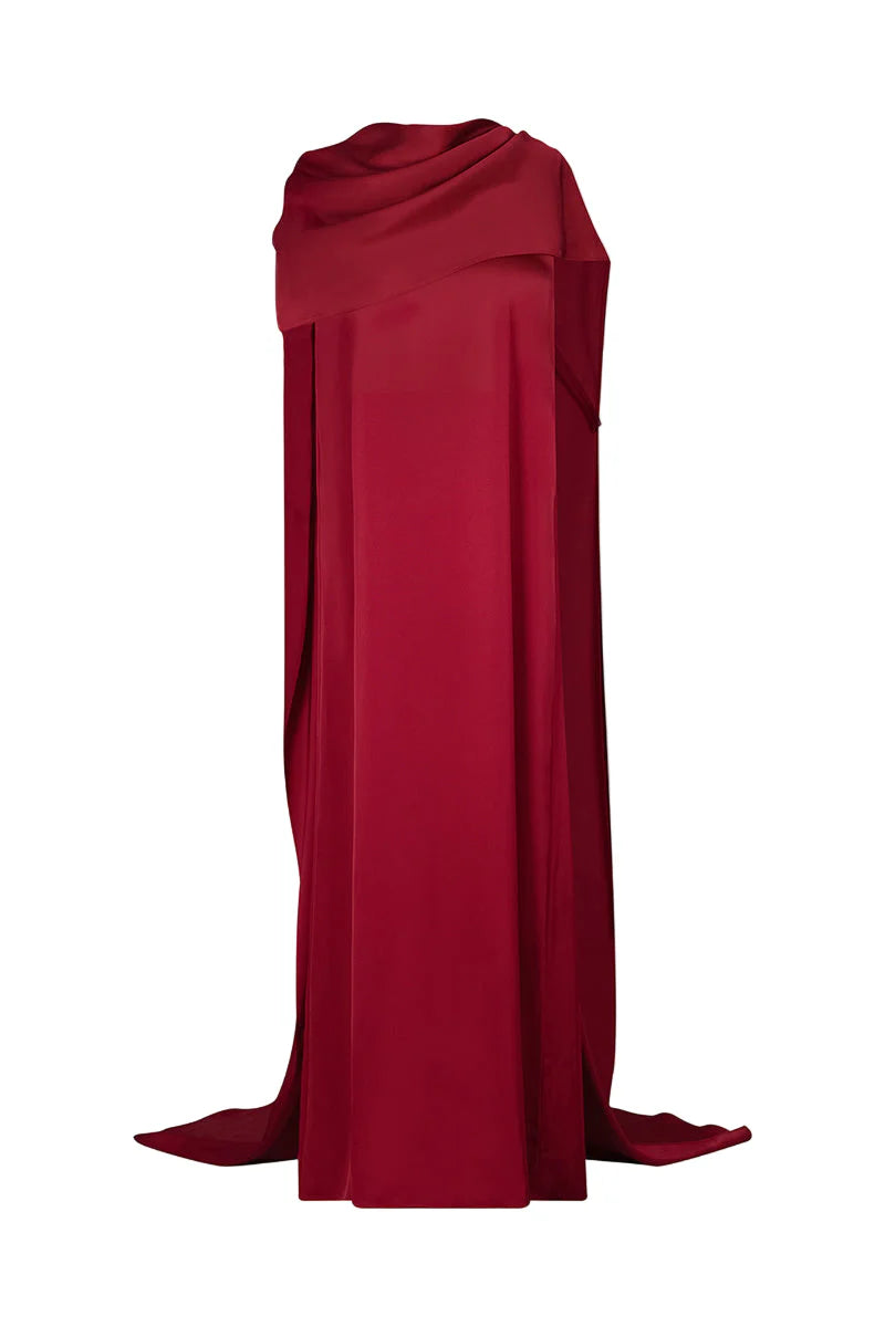 draped cape-collar maxi gown – CVEILA