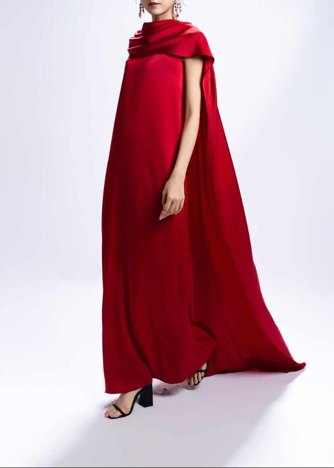 draped cape-collar maxi gown – CVEILA