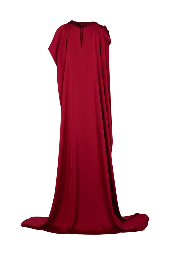 draped cape-collar maxi gown – CVEILA