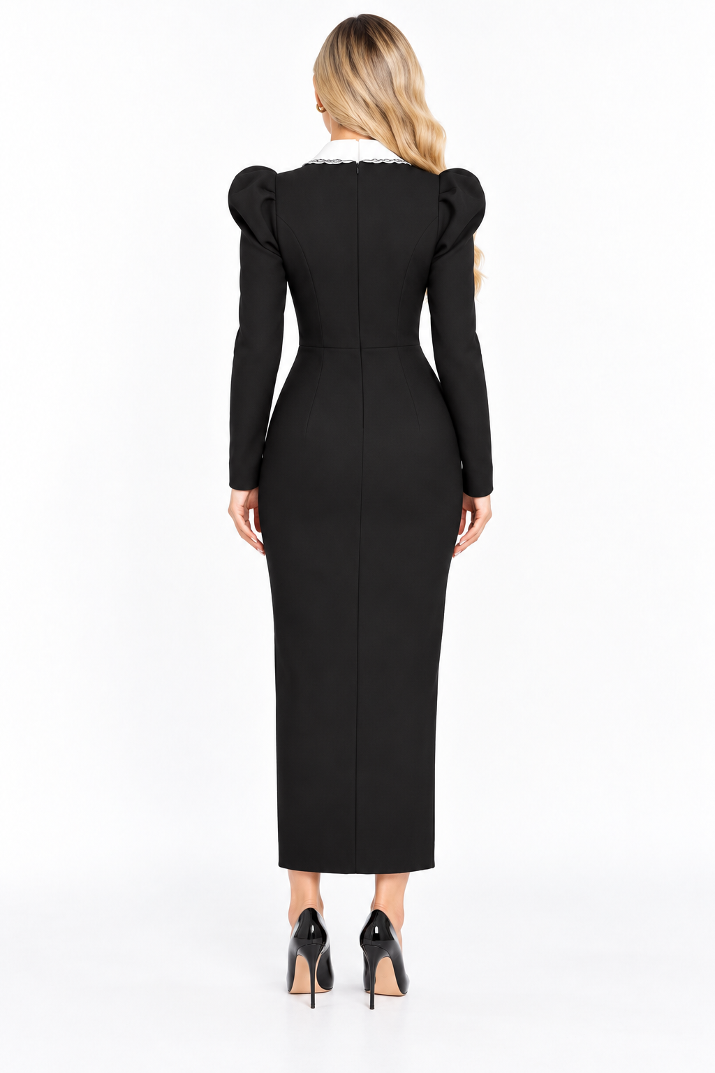 Contrast Collar Button Detail Midi Dress – Verona