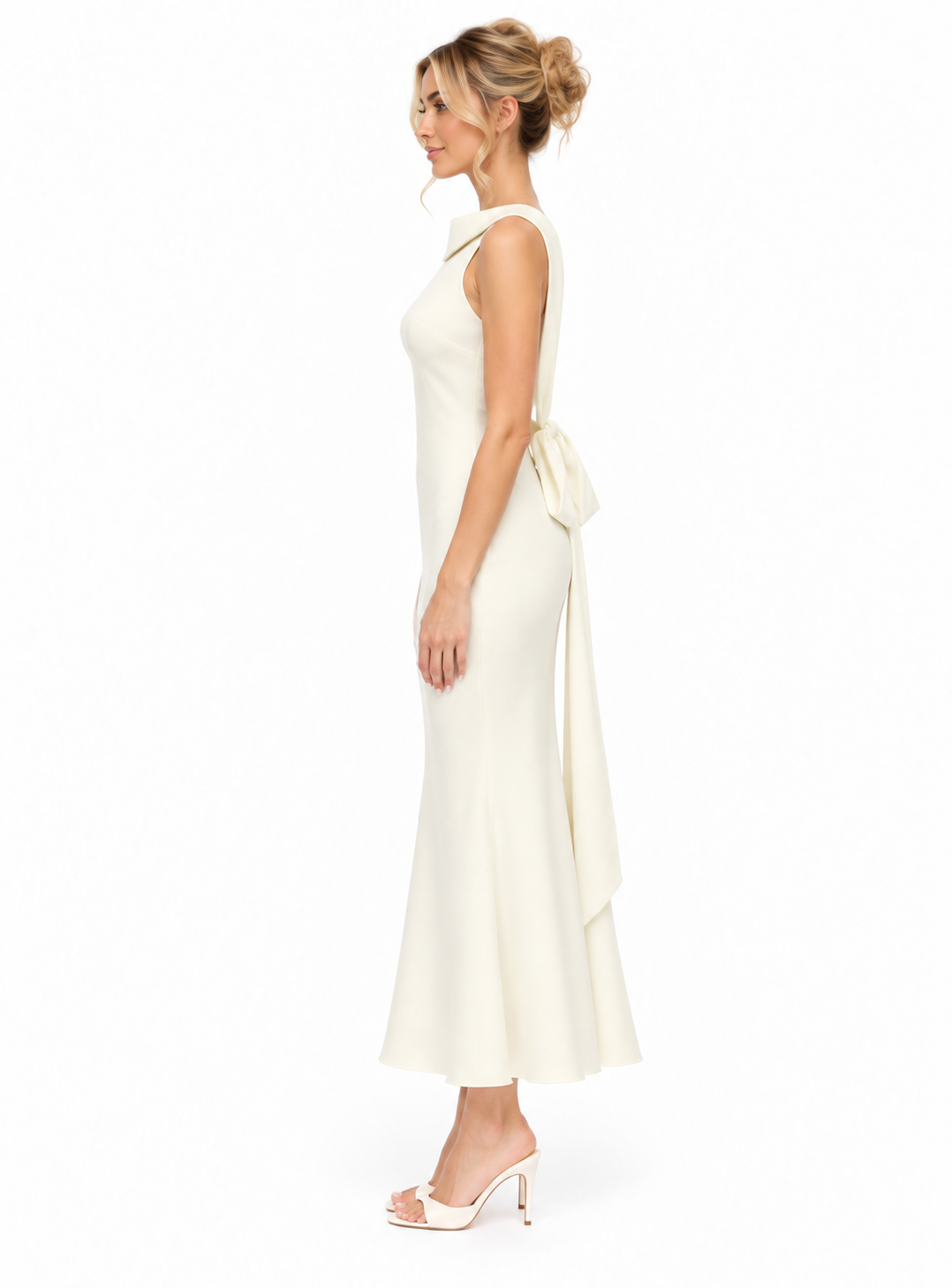 Sculpted Collar Sleeveless Midi Dress – Aloura
