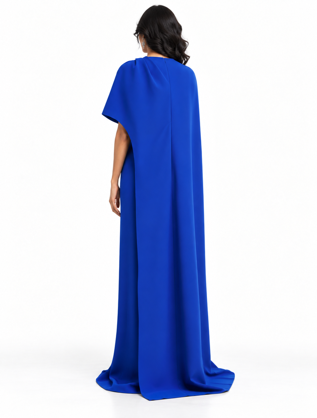 Asymmetric Cape Sleeve Slit Maxi Dress – Solenne
