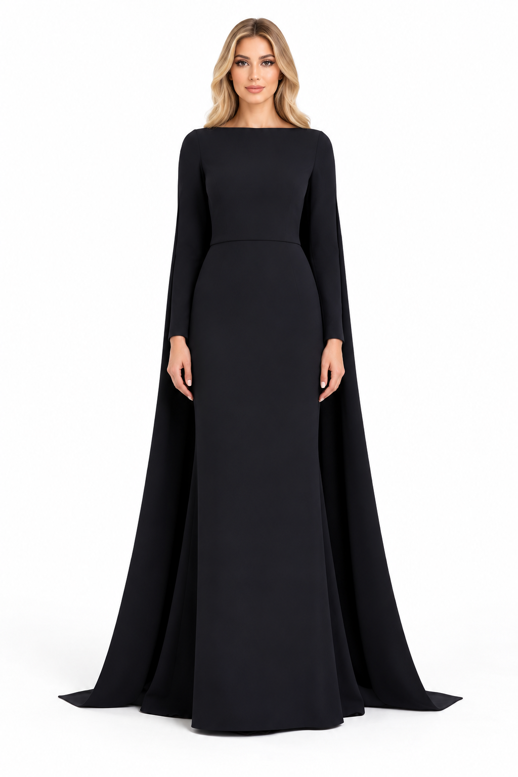 Cape Sleeve Boat Neck Maxi Dress – Evelisse