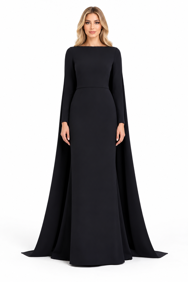 Cape Sleeve Boat Neck Maxi Dress – Evelisse