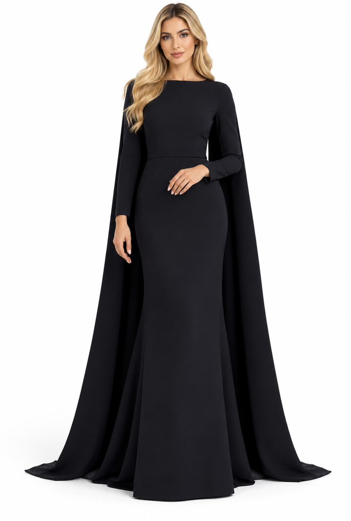 Cape Sleeve Boat Neck Maxi Dress – Evelisse