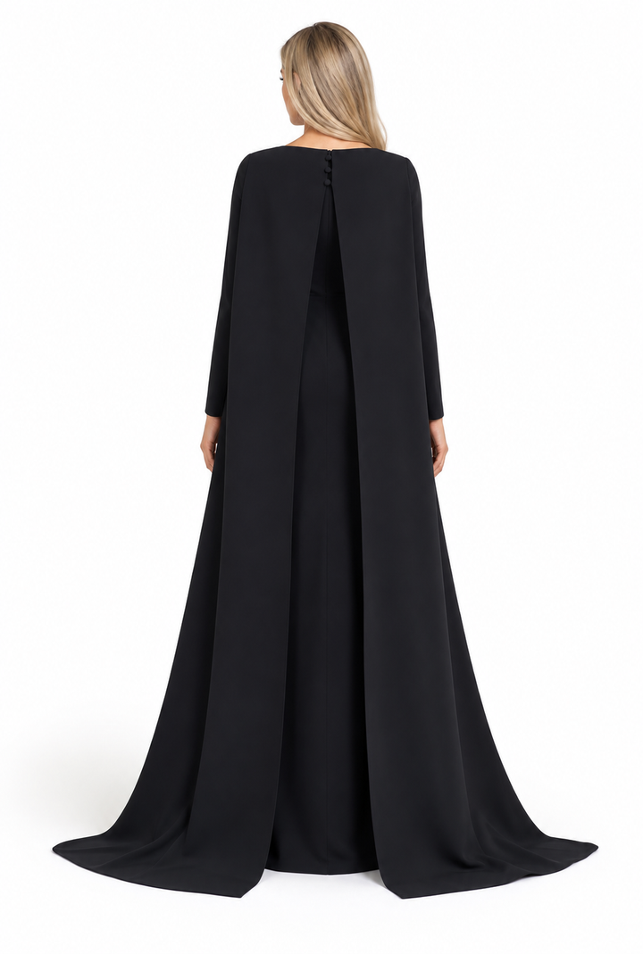 Cape Sleeve Boat Neck Maxi Dress – Evelisse