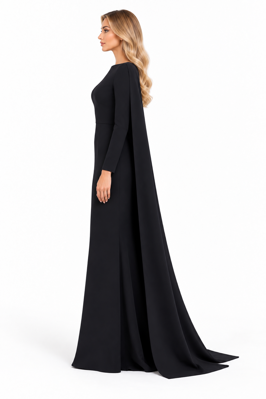 Cape Sleeve Boat Neck Maxi Dress – Evelisse