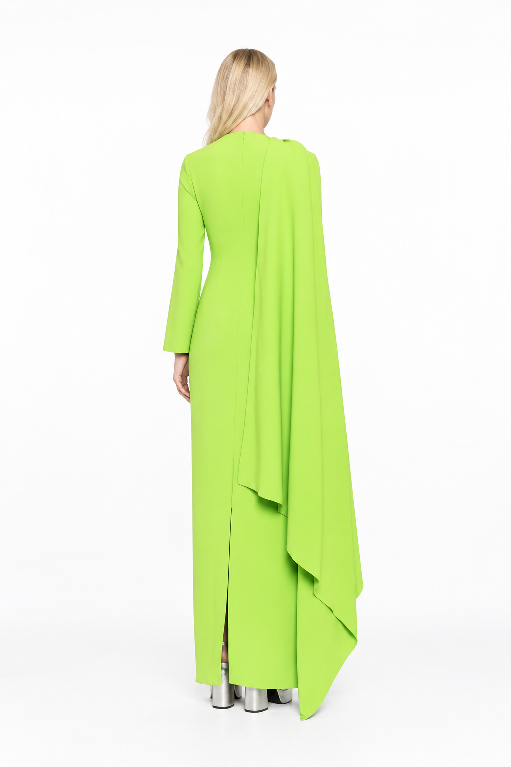Draped Shoulder Cape Maxi Dress – Seralyn