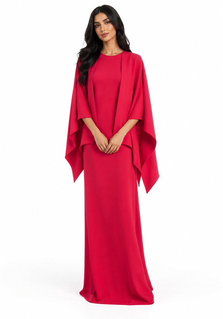 Layered Cape Maxi Dress – Rosavelle
