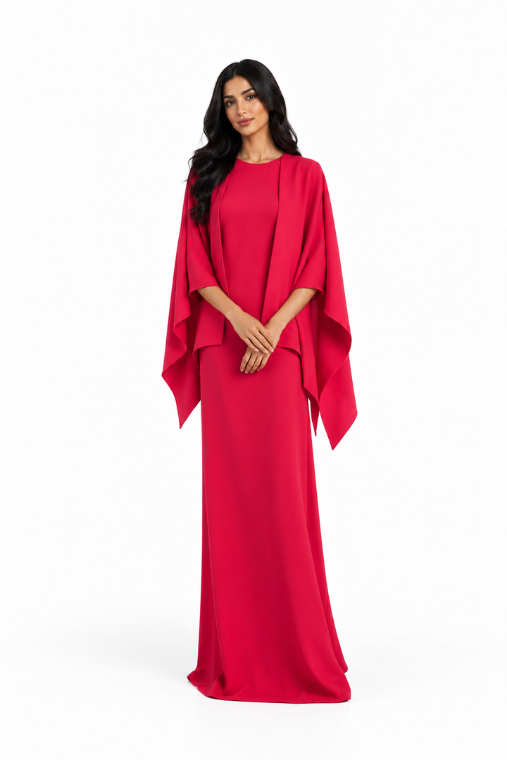 Layered Cape Maxi Dress – Rosavelle