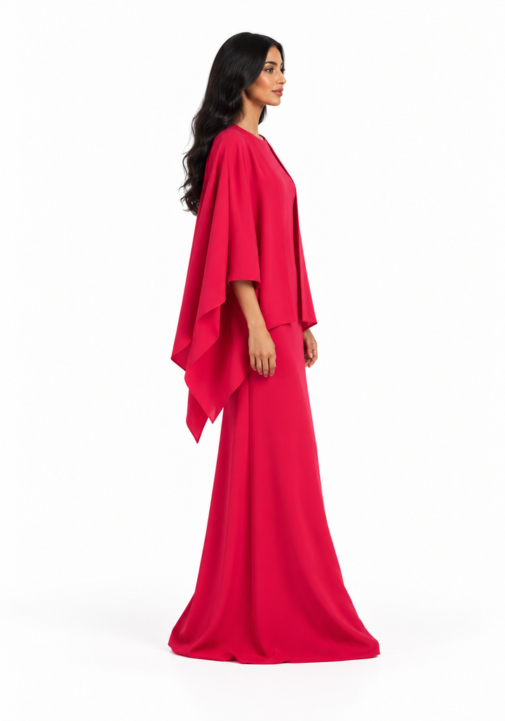 Layered Cape Maxi Dress – Rosavelle
