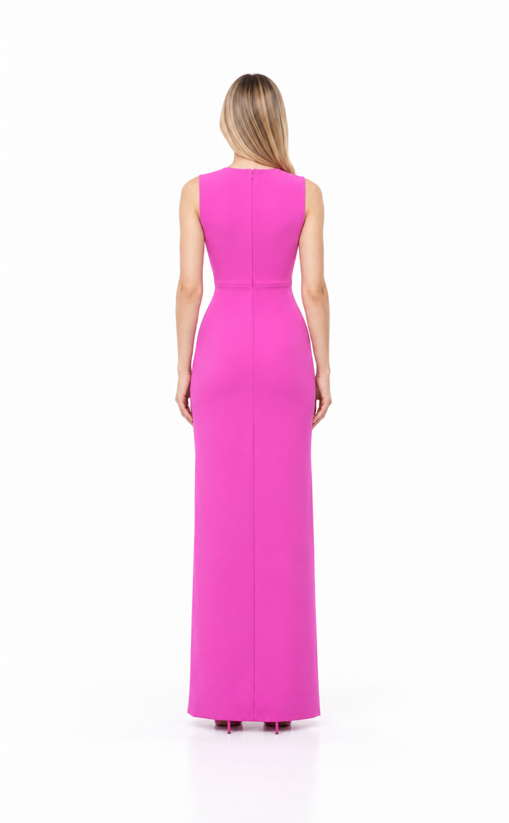 Square-neck sleeveless gown with front slit – Vivienne