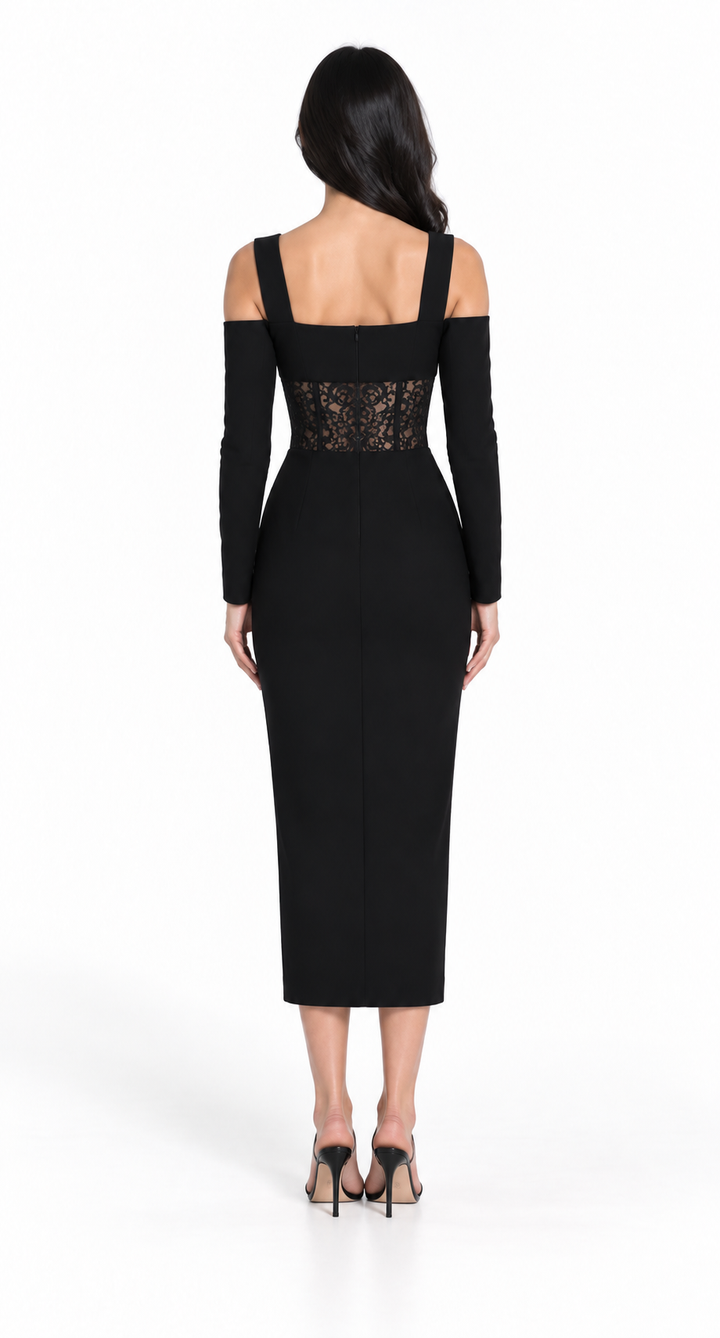 Lace Cutout Column Gown - Nolla