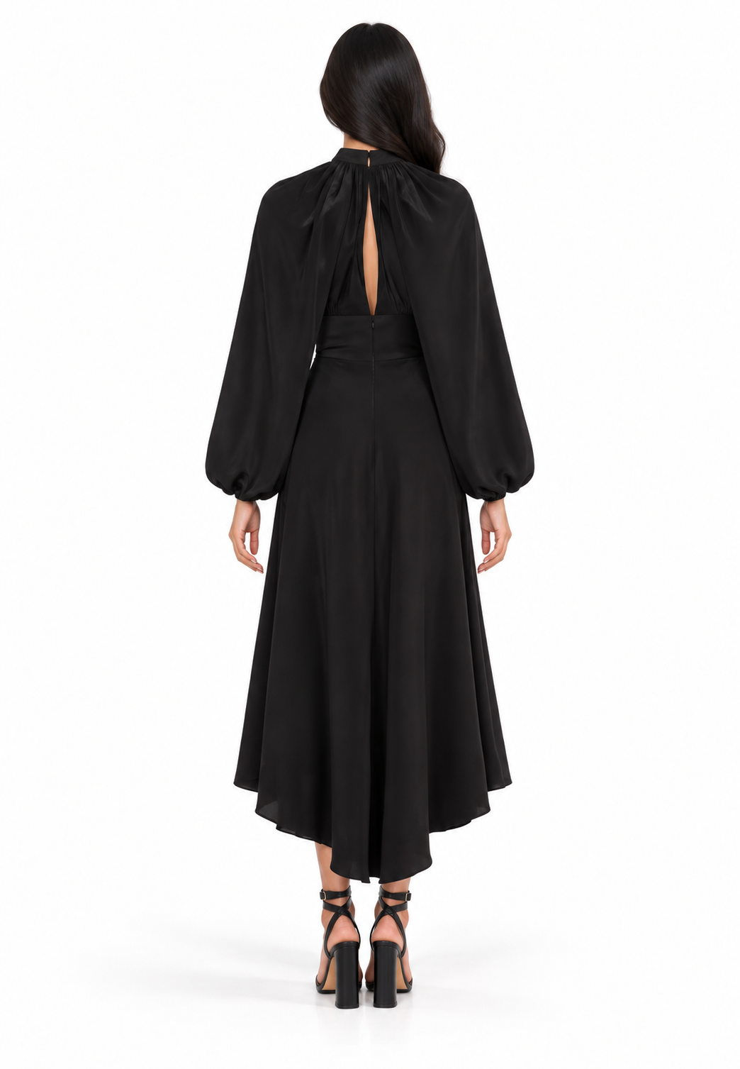 Cutout Draped Midi Dress - Qolja