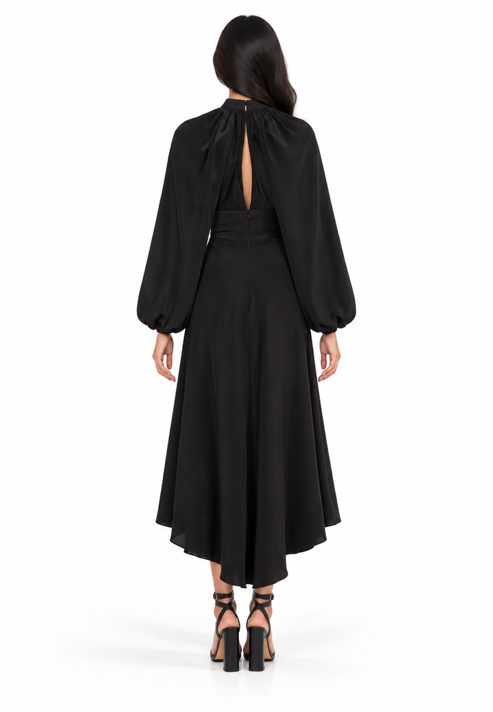 Cutout Draped Midi Dress - Qolja