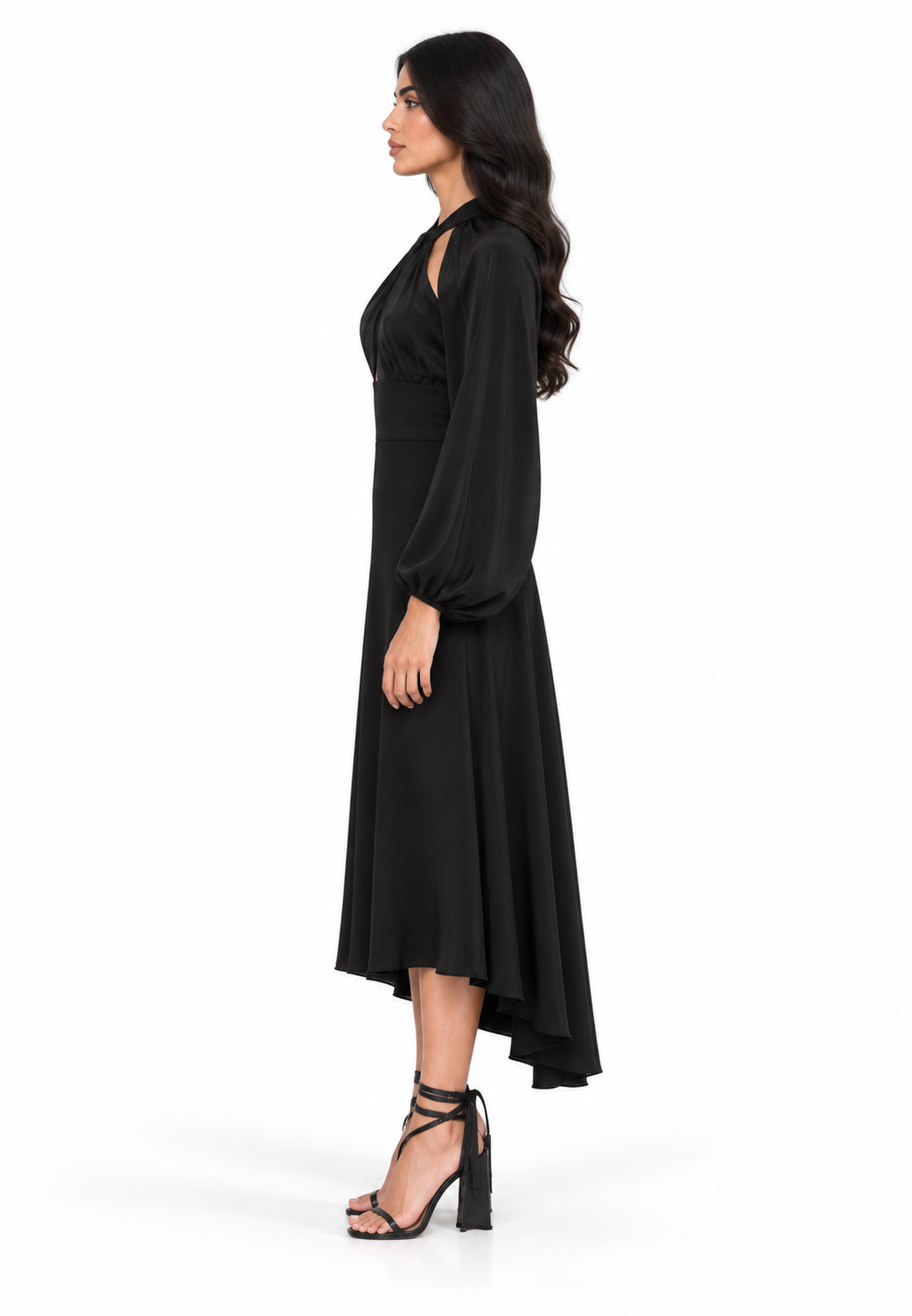 Cutout Draped Midi Dress - Qolja