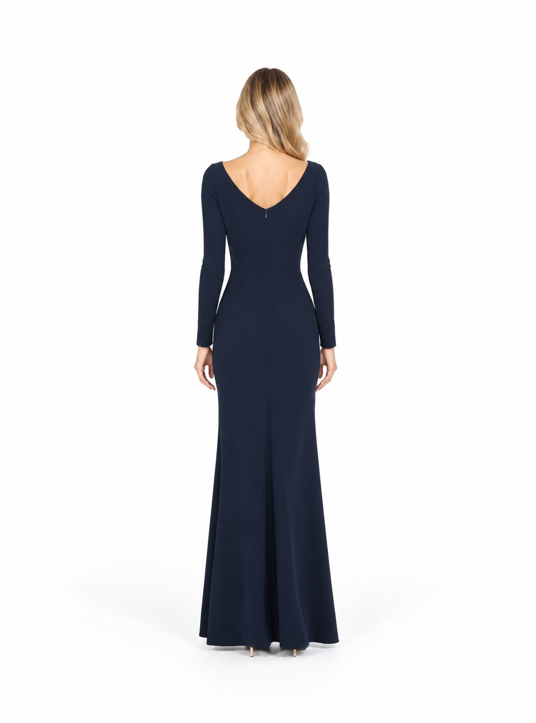 Crystal Embellished Asymmetric Maxi Dress - Navy