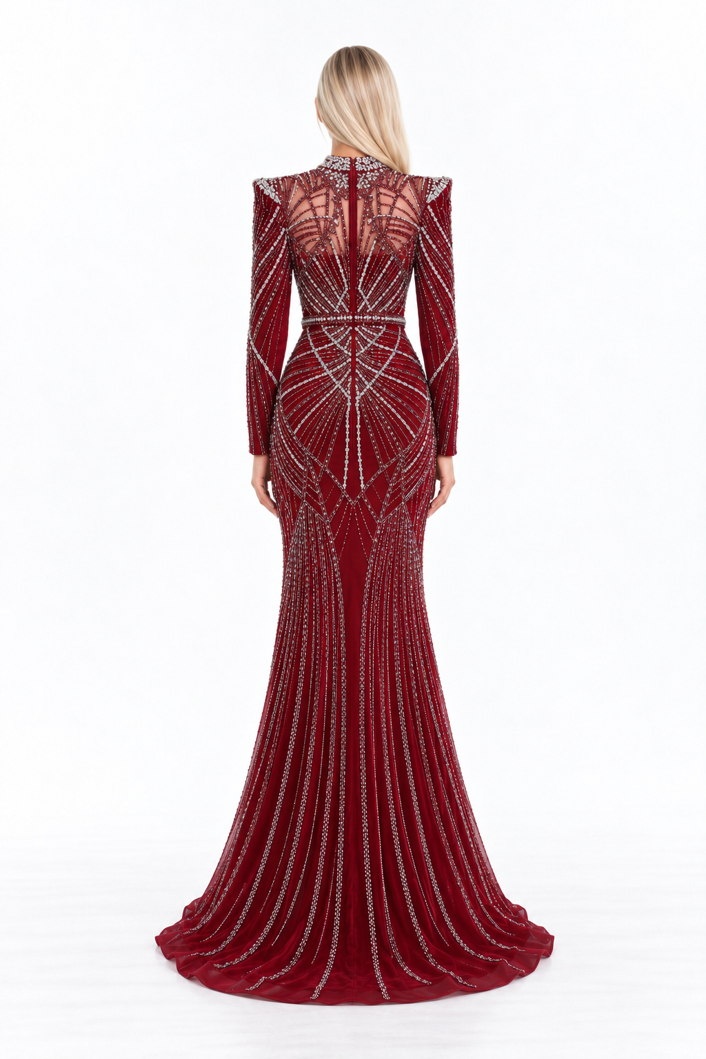 Crystal Embellished High Neck Mermaid Maxi Dress - Alessandra