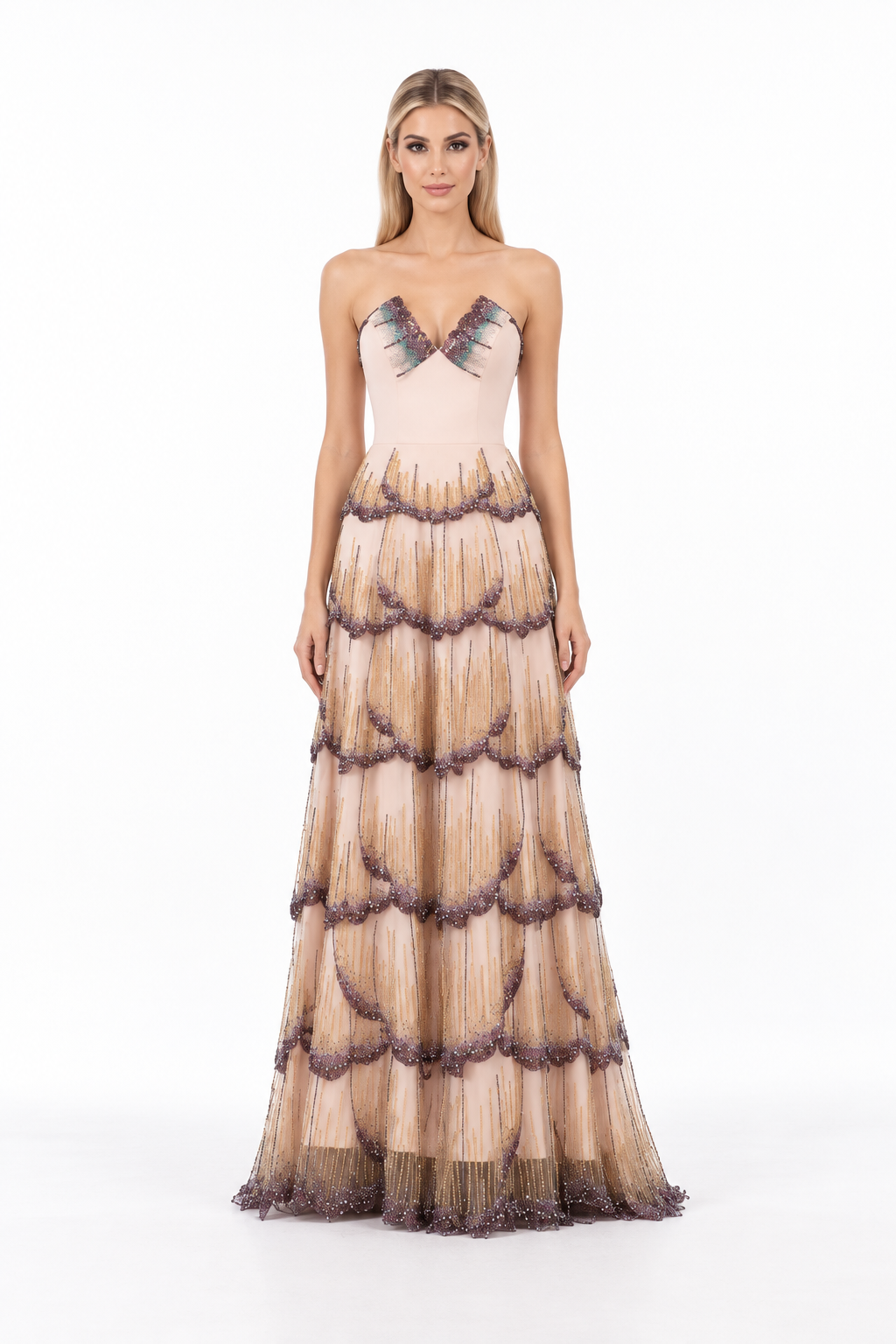 Butterfly Embellished Tiered Maxi Dress - Mariposa
