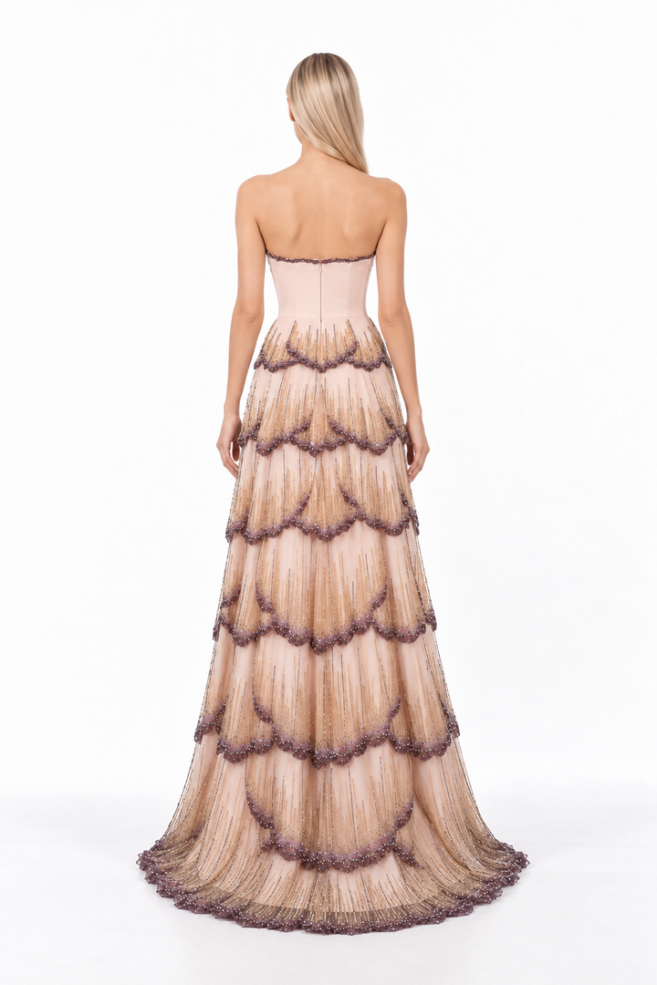 Butterfly Embellished Tiered Maxi Dress - Mariposa