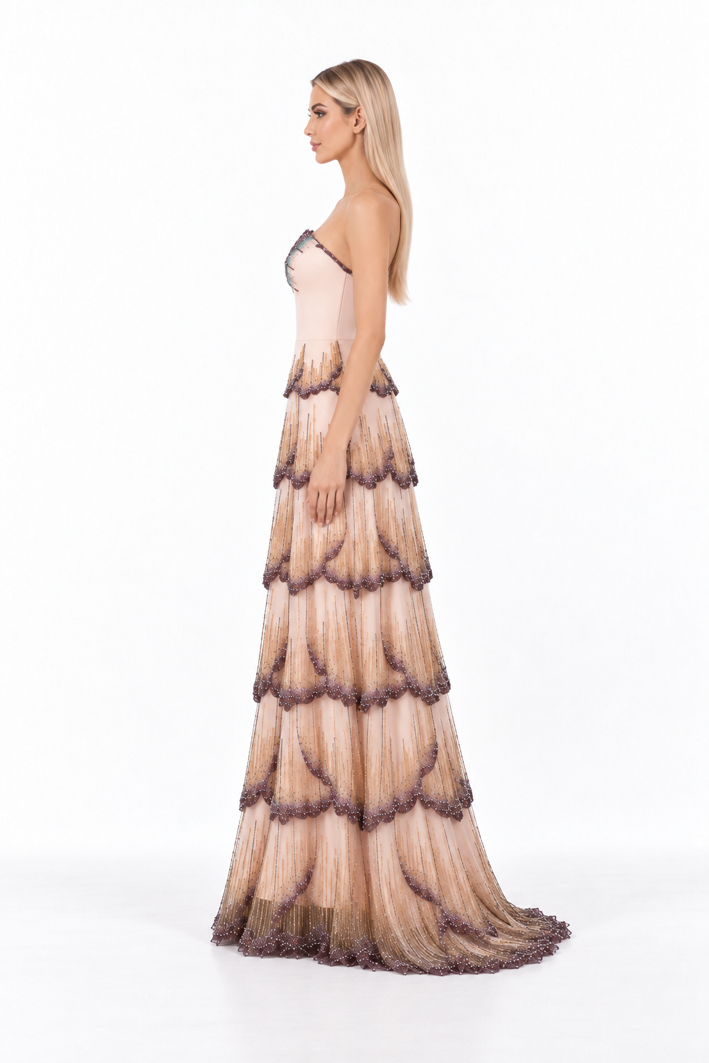 Butterfly Embellished Tiered Maxi Dress - Mariposa