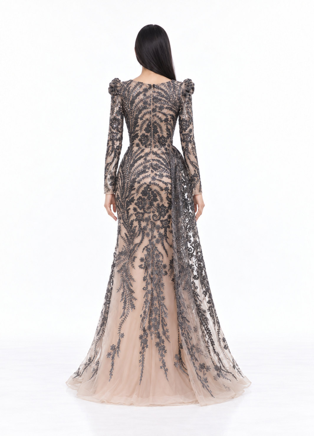 Embellished Lace Mermaid Maxi Dress - Marcella