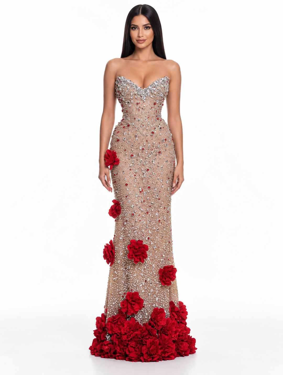 Floral Embellished Mermaid Maxi Dress - Rosalia