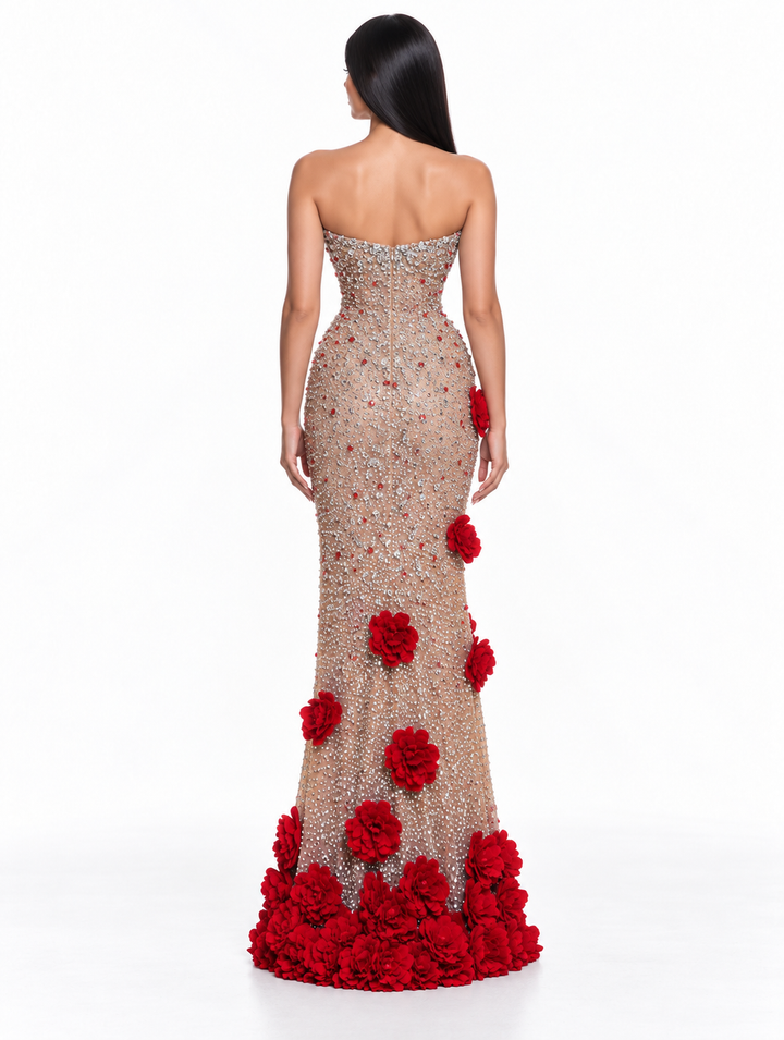 Floral Embellished Mermaid Maxi Dress - Rosalia