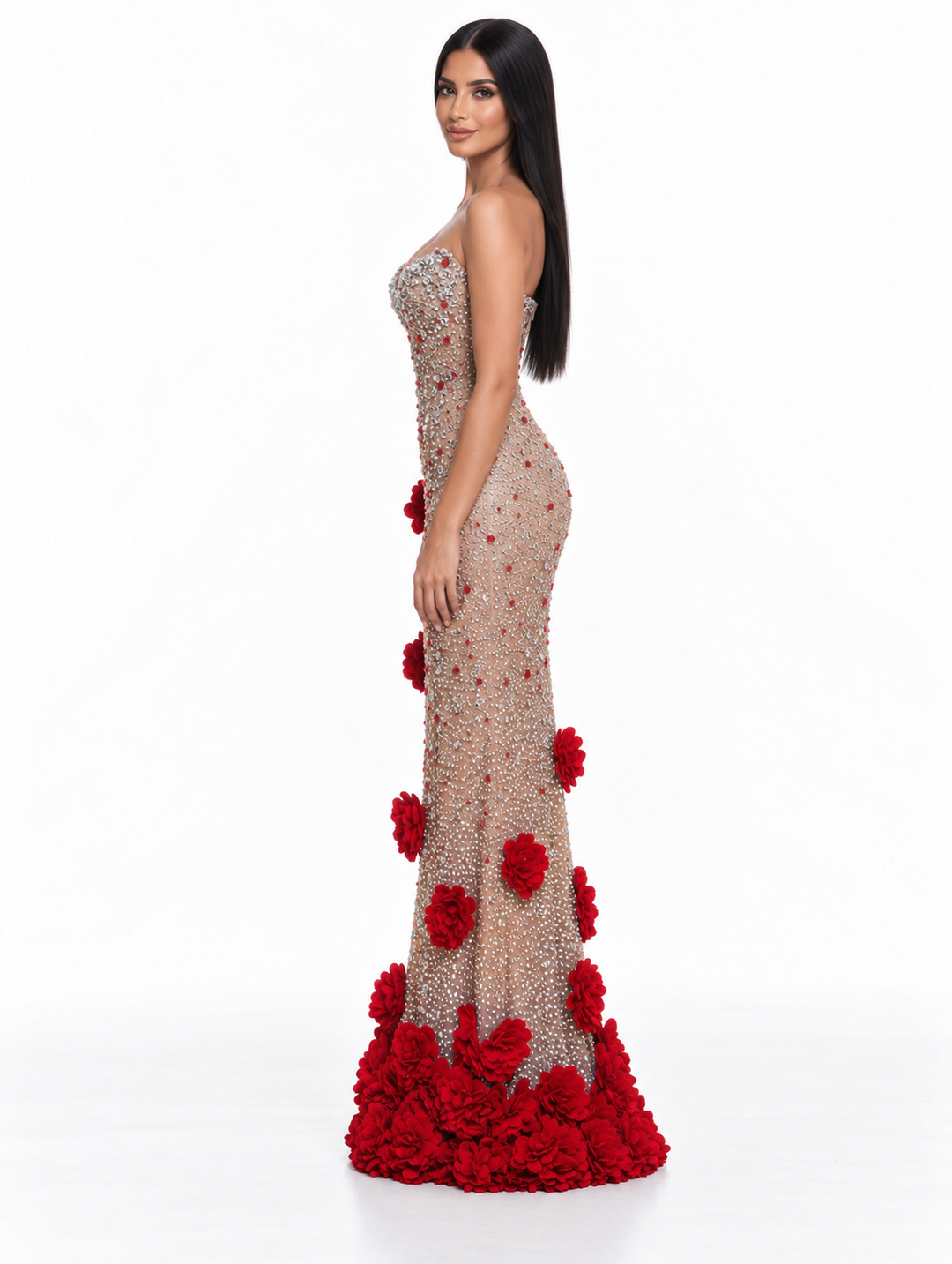 Floral Embellished Mermaid Maxi Dress - Rosalia