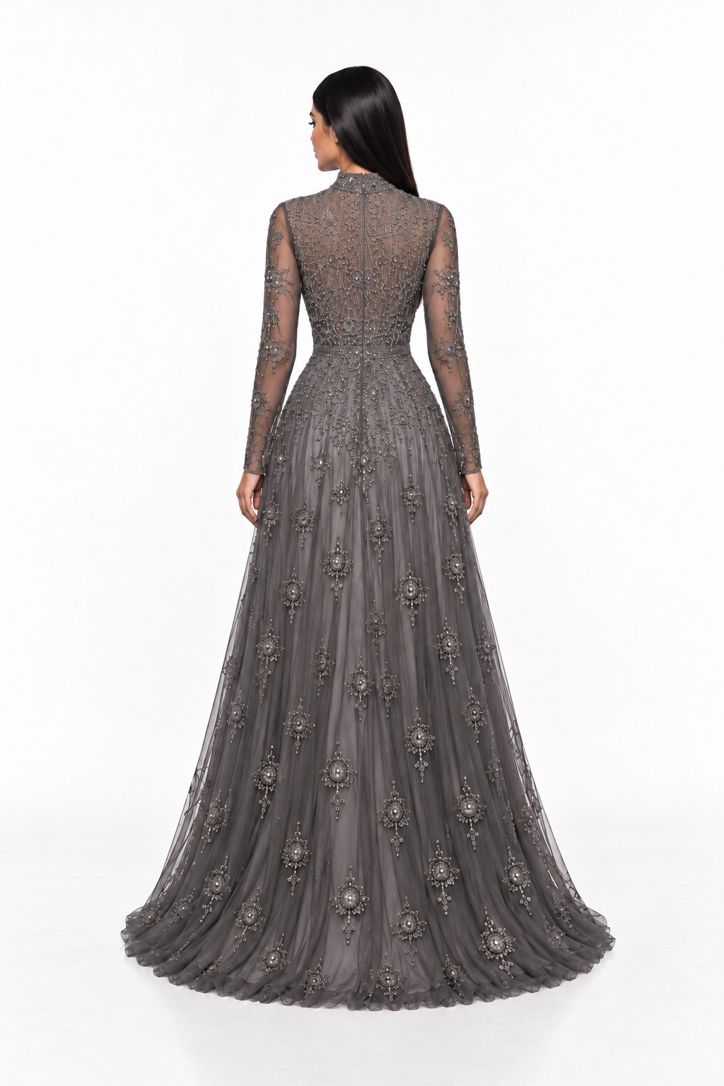 Embellished High Neck A-Line Maxi Dress - Evangeline