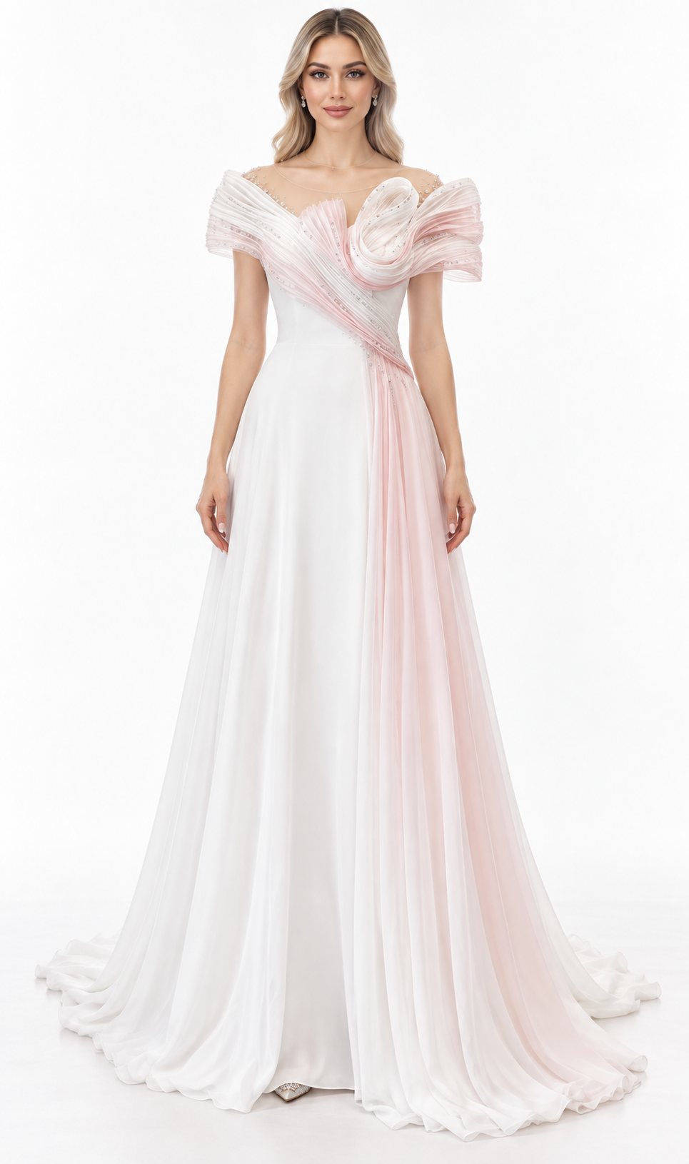 Pleated Off Shoulder A-Line Maxi Dress - Rosalie