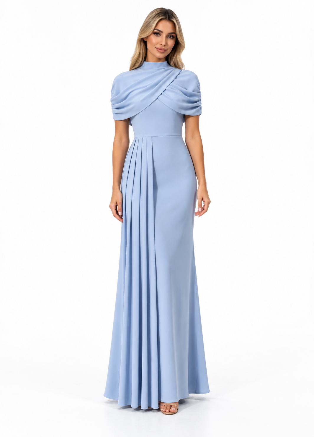 Pleated Draped Column Maxi Dress - Celestine