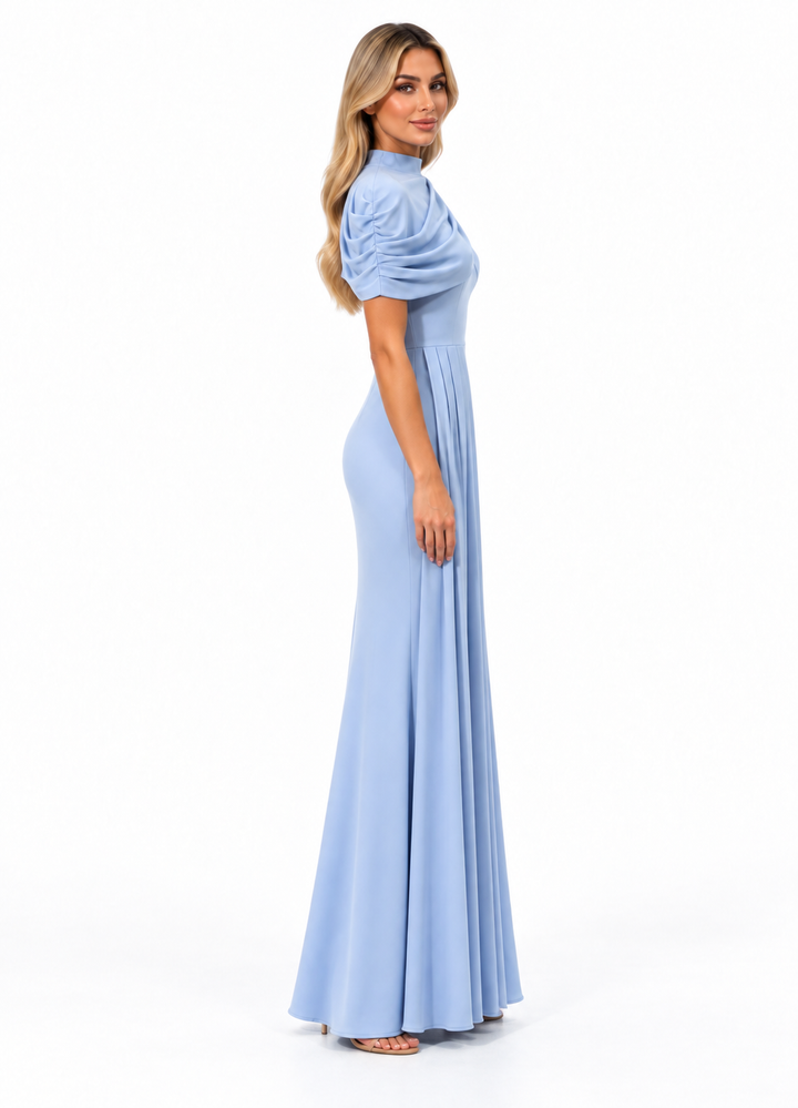 Pleated Draped Column Maxi Dress - Celestine