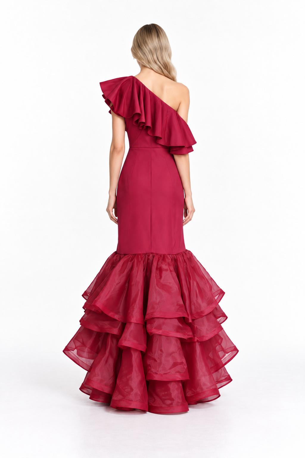 Ruffled One Shoulder Mermaid Maxi Dress - Rosabella