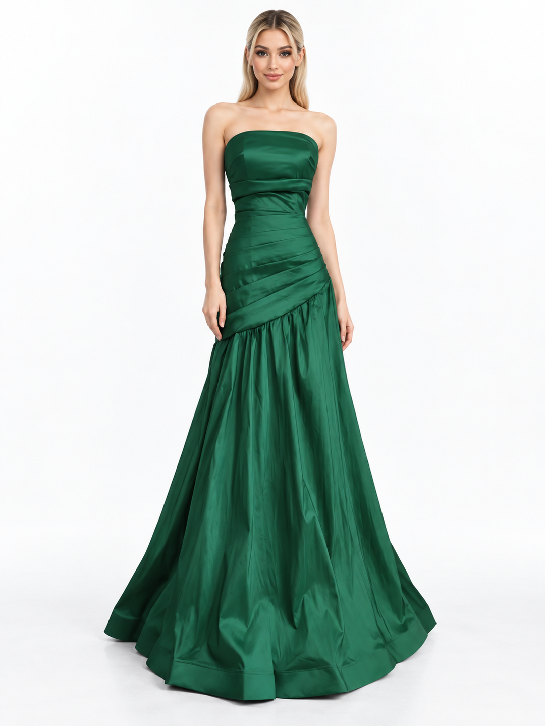 Draped Strapless Mermaid Maxi Dress - Emeraldia