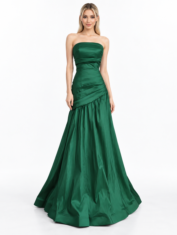 Draped Strapless Mermaid Maxi Dress - Emeraldia