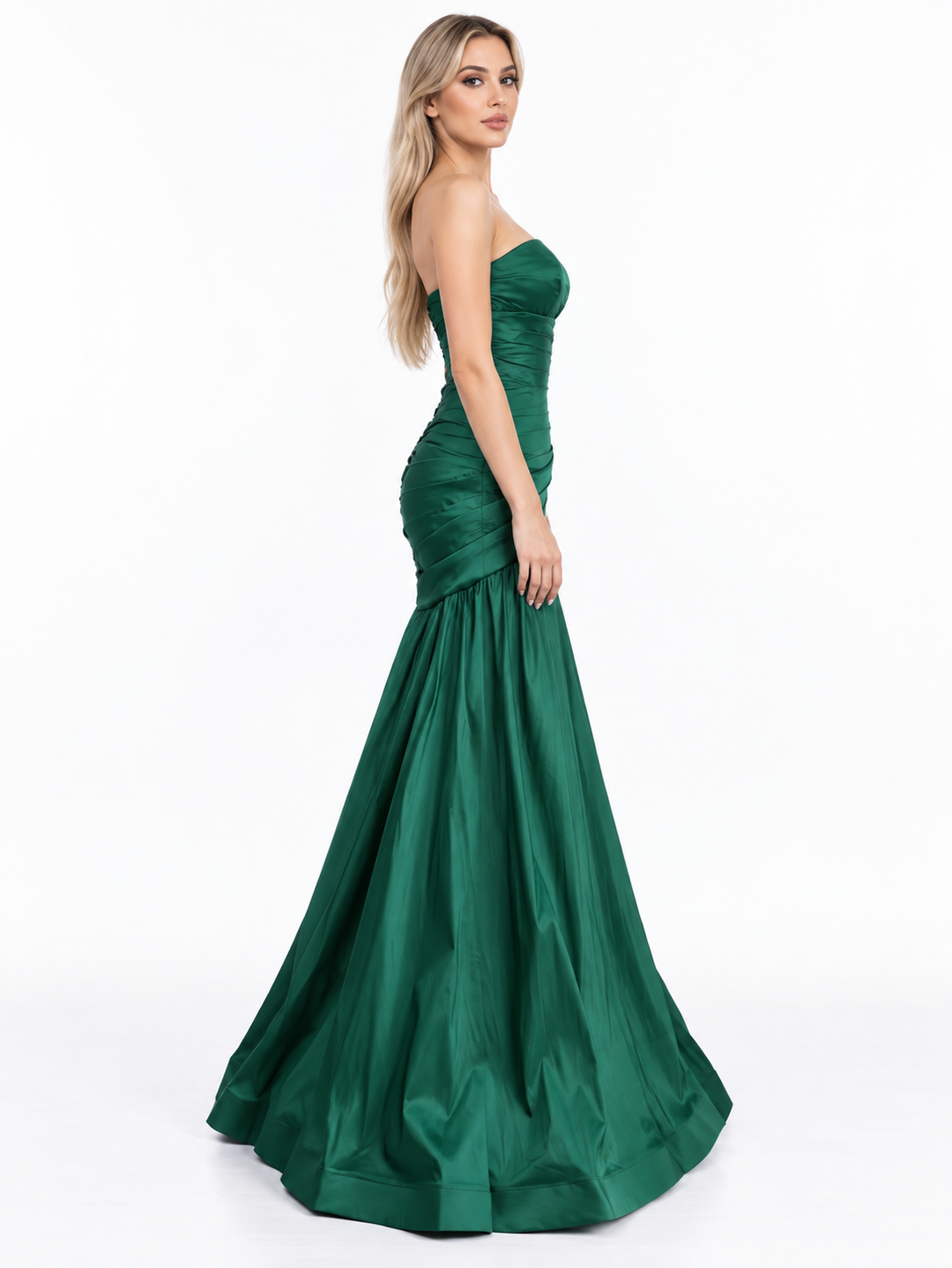 Draped Strapless Mermaid Maxi Dress - Emeraldia