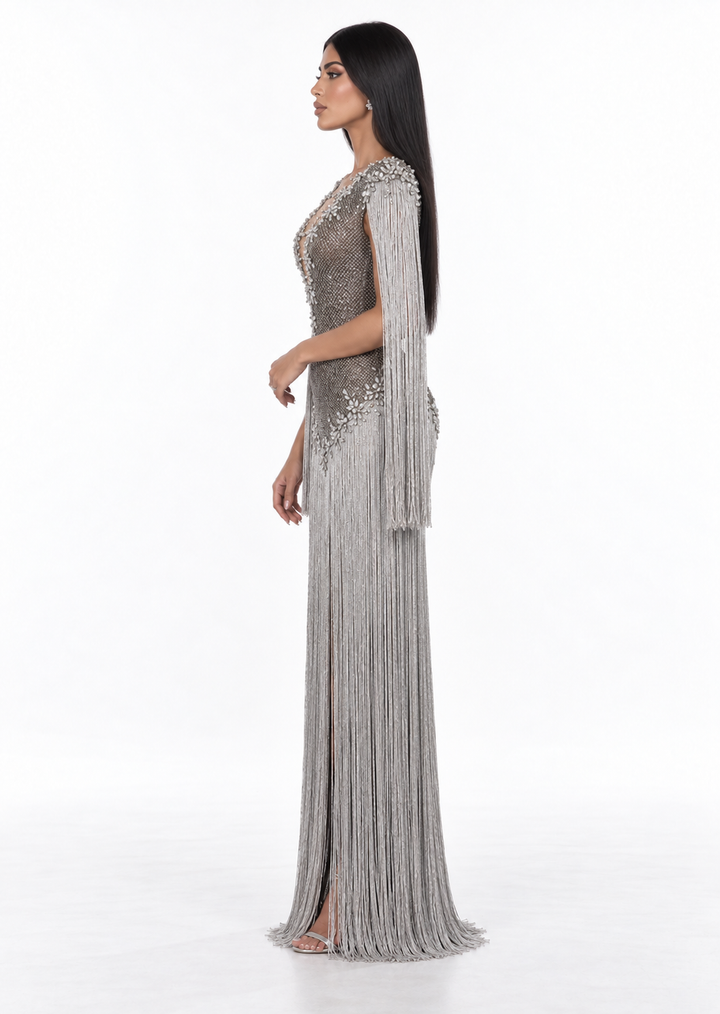 Crystal Fringe Mermaid Maxi Dress - Selene
