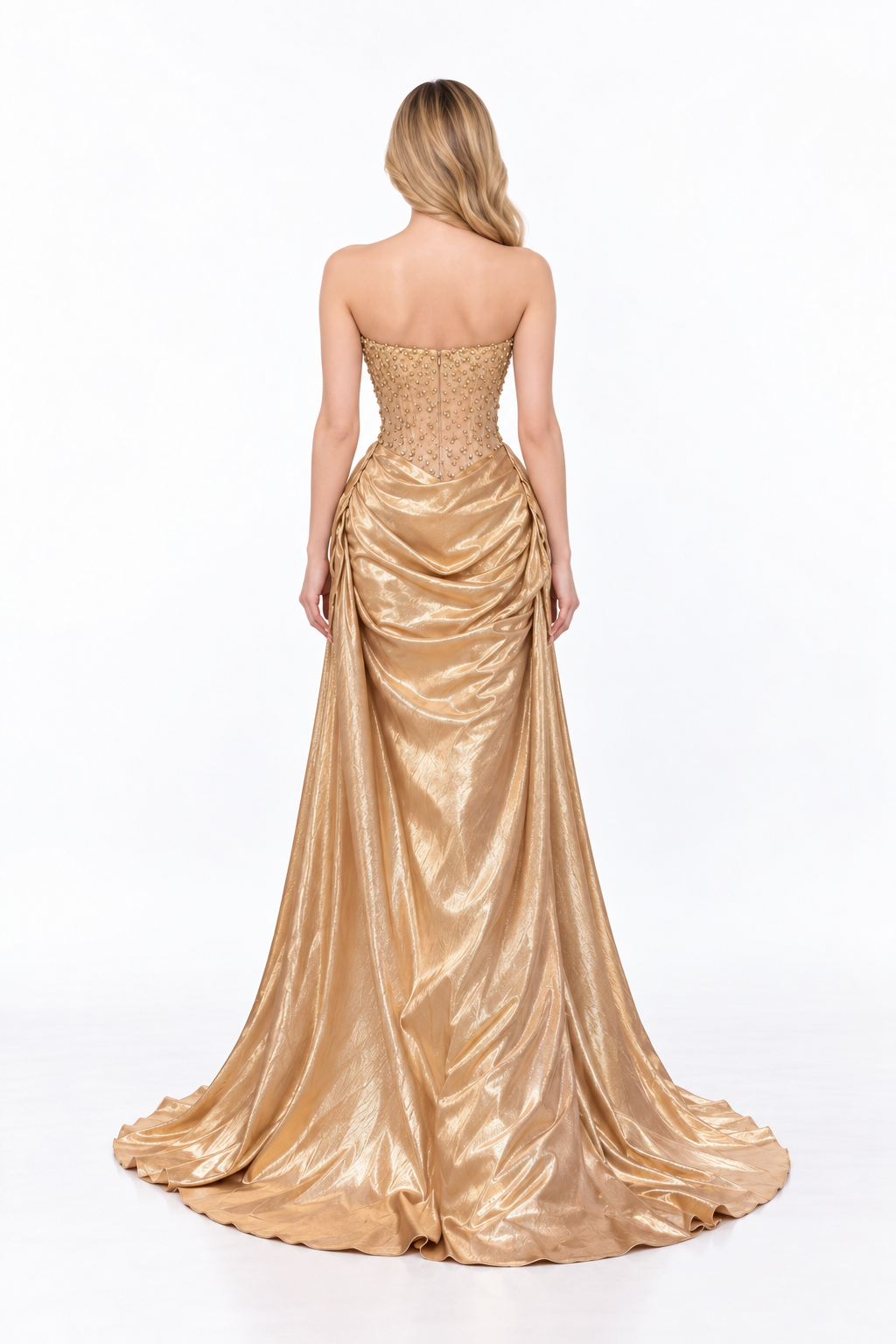 Embellished Corset Draped Maxi Dress - Aurelia