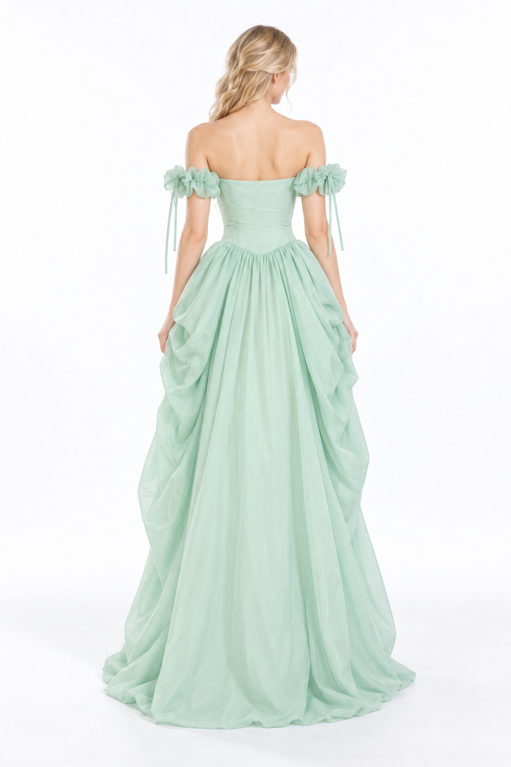 Ruffled Halter Ball Gown - Mintara