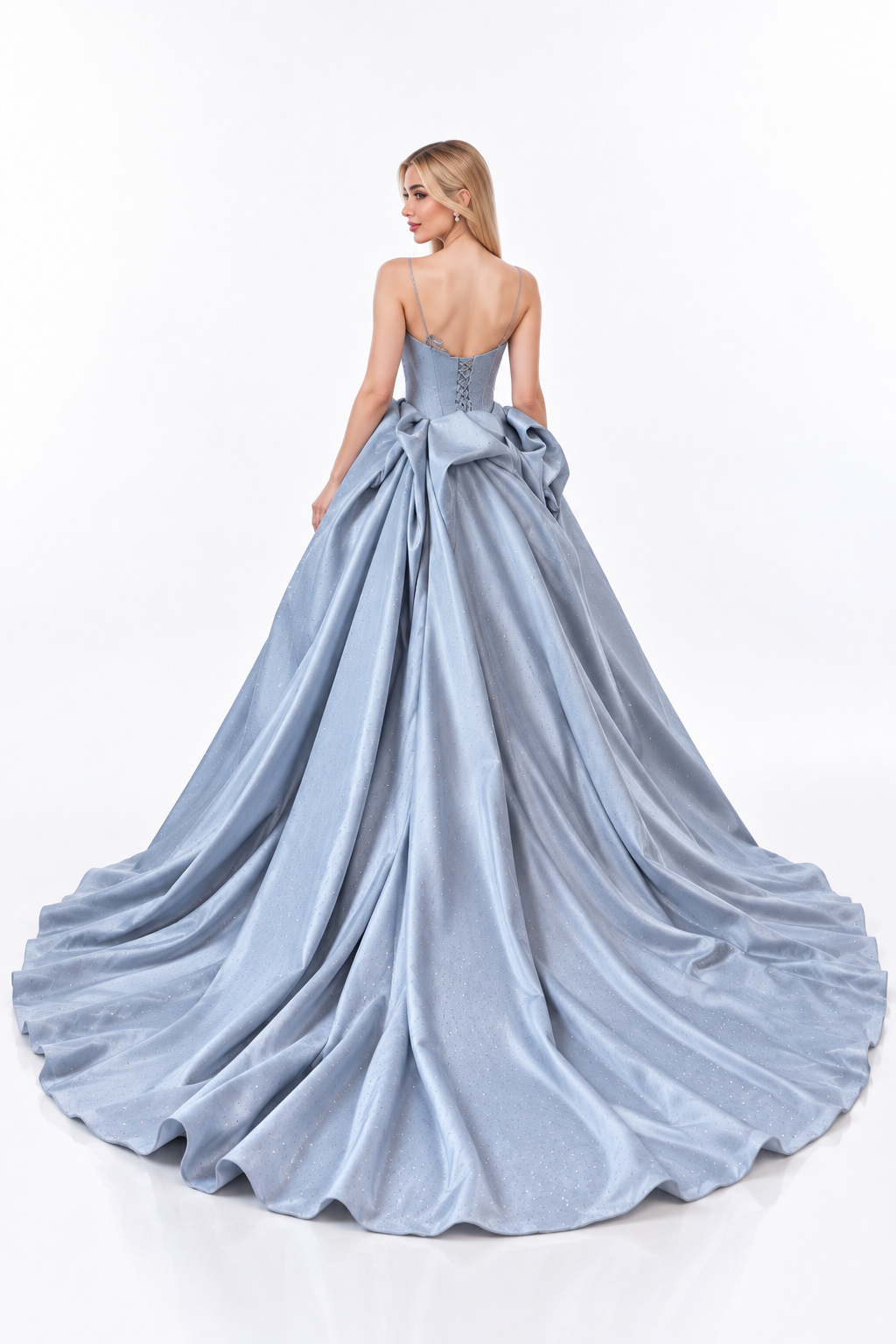 Bow Draped Crystal Ball Gown - Celestia