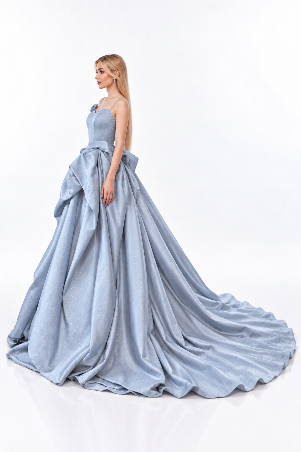 Bow Draped Crystal Ball Gown - Celestia