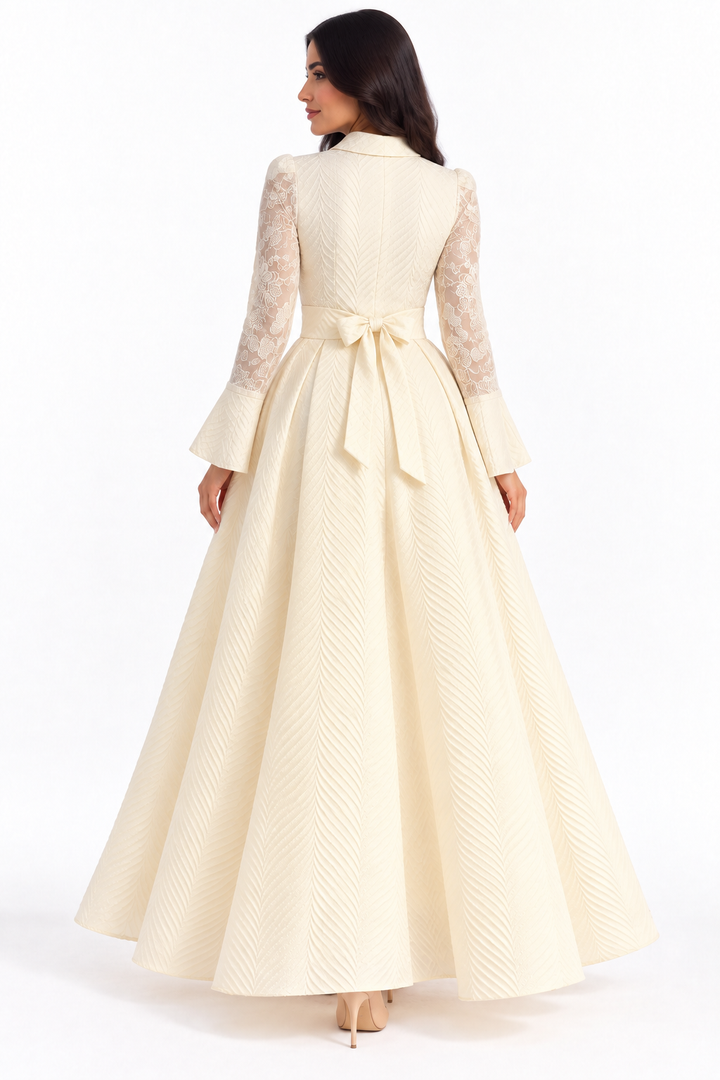 Collared Lace A-Line Maxi Dress - Eliana