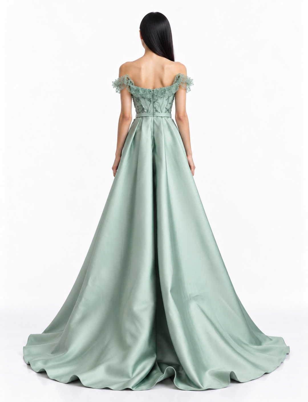 Embellished Off Shoulder Cape Maxi Dress - Elysia